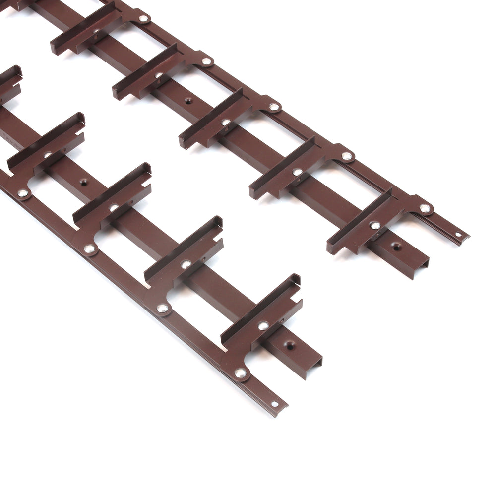 Flex-Wood® VERT – Aluminiowy mechanizm bezrączkowy do pionowych i poziomych żaluzji tarasowych - kolor brązowy