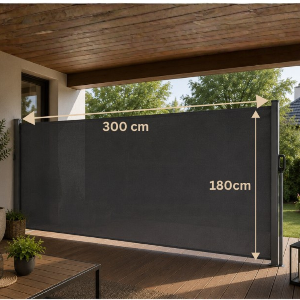 Markiza boczna wysuwana 180 × 300 cm – Antracyt