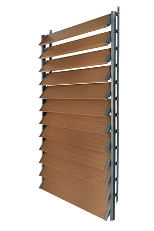 FLEX-WOOD® - Żaluzje tarasowe VERT - aluminiowy mechanizm i deseczki 120 cm - zestaw
