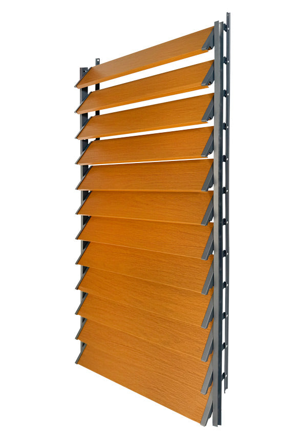 FLEX-WOOD® - Żaluzje tarasowe VERT - aluminiowy mechanizm i deseczki 120 cm - zestaw