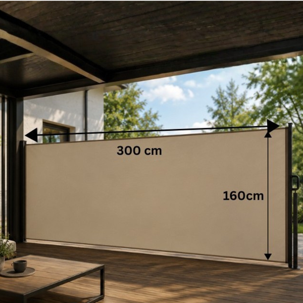 Markiza boczna wysuwana 160 × 300 cm – Beżowa