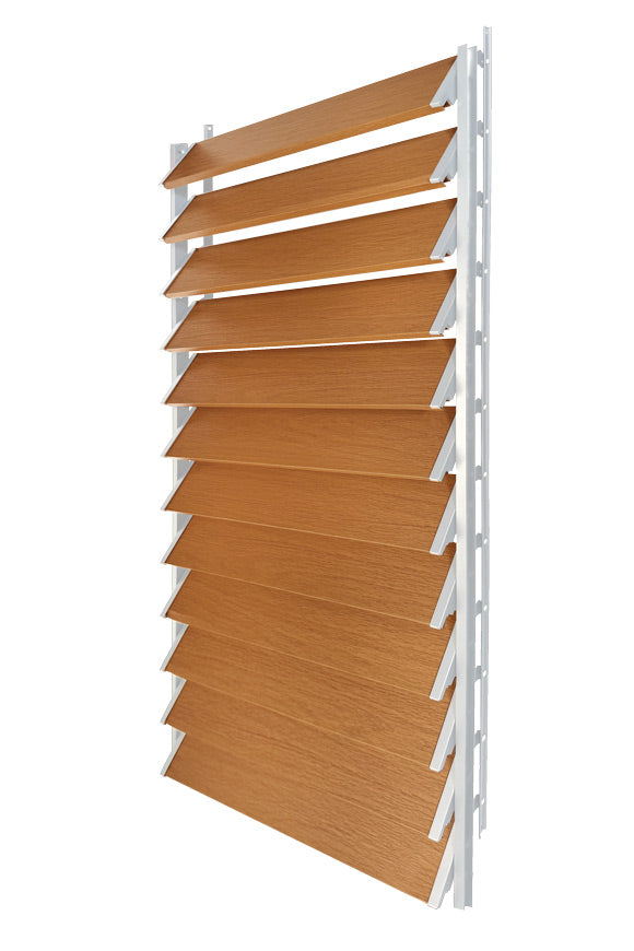 FLEX-WOOD® - Żaluzje tarasowe VERT - aluminiowy mechanizm i deseczki 120 cm - zestaw