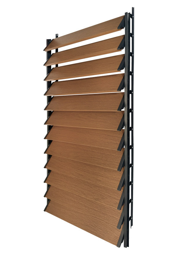 FLEX-WOOD® - Żaluzje tarasowe VERT - aluminiowy mechanizm i deseczki 120 cm - zestaw