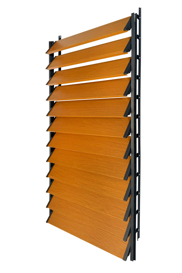 FLEX-WOOD® - Żaluzje tarasowe VERT - aluminiowy mechanizm i deseczki 120 cm - zestaw